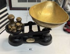 A set of Salter Staffordshire scales with weights
