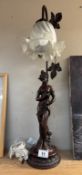 An art neuveau style figurine lamp