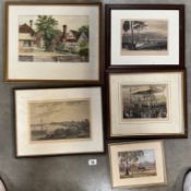 A quantity of engravings & prints including Laying Of The Memorial Stone, Nottingham Uni College