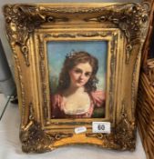 A gilt framed overpainted print