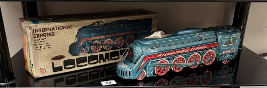 A large tinplate friction international express locomotive, boxed