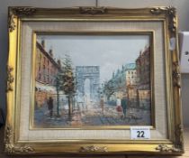 A gilt framed oil on board Parisian scene by Henry Rogers