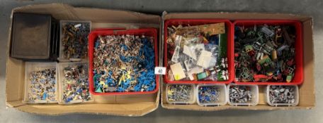 A large quantity of small plastic soldiers, stage coaches, cannons etc