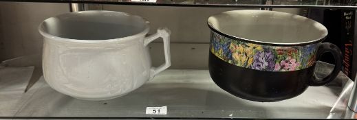 A Royal Pottery Staffordshire & A Wedgwood & Co Royal Stone China chamber pot / planters