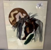 A large ceramic tile of a horse head 28 x 36cm
