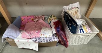 A quantity of material & sewing patterns etc