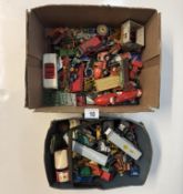 2 Boxes of playworn diecast including Matchbox & Corgi etc