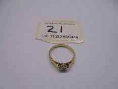 A vintage 18ct gold single stone ring with Birmingham hall mark, size N, 2.18 grams.