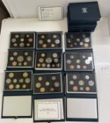 14 boxed UK proof coin sets, 1983, 1984, 1987 - 1990 & 1992 - 1999