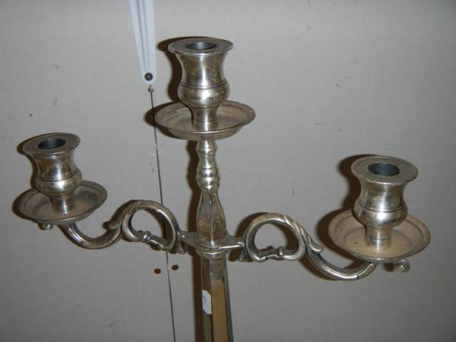 A pair of modern silver plate candelabra. - Image 2 of 2