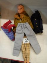A Sindy male doll 'Paul' & clothing including Motorway Man outfit, winter jersey, London look jacket