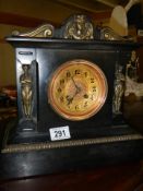A slate Palladian style mantel clock, COLLECT ONLY.