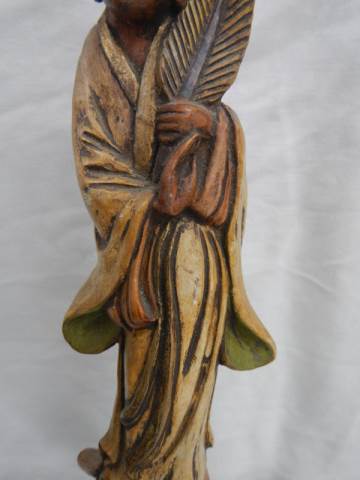 A carved wood oriental figure. - Image 4 of 5
