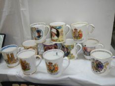 Eleven Aynsley commemorative China mugs.