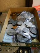 A mixed lot of coins and medallions.