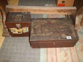 Two old wooden boxes.