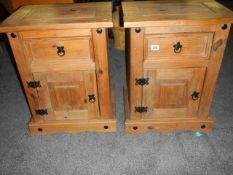 A pair of rustic pine bedside chests, COLLECT ONLY.