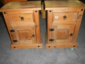 A pair of rustic pine bedside chests, COLLECT ONLY.
