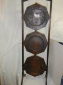 A three shelf oak folding cake stand, COLLECT ONLY.