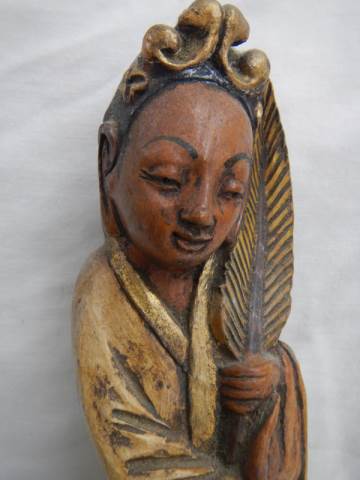 A carved wood oriental figure. - Image 2 of 5