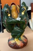 A large 20th century 3 figural dancing frogs jardinière