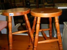 A pair of pine kitchen stools, COLLECT ONLY.