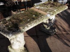An Ornate Stone Squirrel Bench 45x107x35