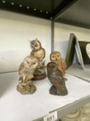 4 owl ornaments