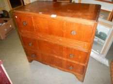 A three drawer oak chest, COLLECT ONLY.