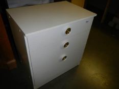 A three drawer melamine bedroom chest, COLLECT ONLY.