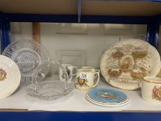 A mixed lot of Royalty commemorative china and glass ware including Victorian, Georgian and