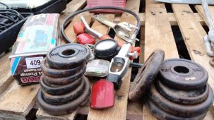 A Foot Pump, Weights and other miscellaneous Items