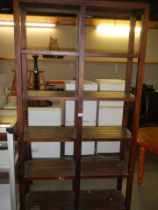 A stained mahogany double shelf unit, COLLECT ONLY.