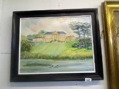 A framed oil on board ''Altringham Hall' landscape ( signed but indistinct) 59cm x 47cm COLLECT ONLY