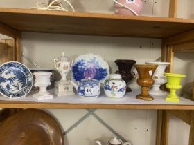 A mixed lot of pottery including Chinese lidded jar, blue and white etc