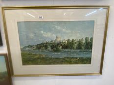 A framed & glazed print of Windsor Castle with a river Thames regatta foreground (90cm x 65cm)