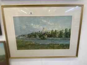 A framed & glazed print of Windsor Castle with a river Thames regatta foreground (90cm x 65cm)