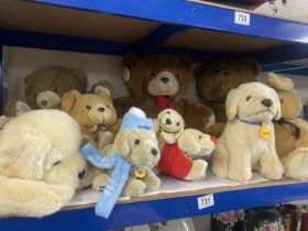 A collection of 5 Andrex dog toys in various sizes and a quantity of teddy bears