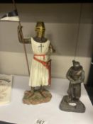 2 resin figures of Knights templar