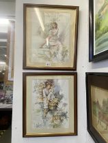 2 framed & glazed Gordon King prints of ladies (43cm x 50cm) COLLECT ONLY