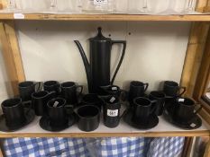 A black Port Meirion porcelain coffee set COLLECT ONLY