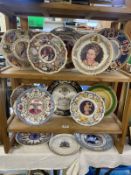 A good collection of commemorative collectors cabinets plates on 3 shelves