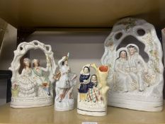 19th century Staffordshire figures being two courting couples and two others.