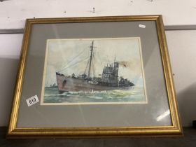 A framed and glazed watercolour of 'Northern Pride' a trawler launched in 1936. COLLECT ONLY.