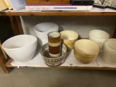 A good lot of pottery planters and a Denby vase
