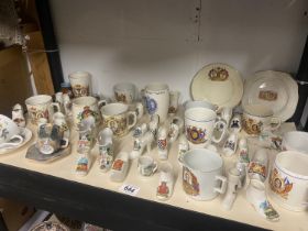 A quantity of crested china boots and other crested items including Goss plus some Royalty
