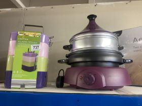 A new melamine Tiffin box set and a Cooks Essential steamer/cooker