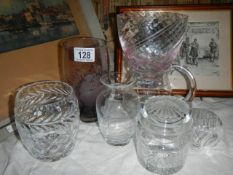A mixed lot of glass vases etc., COLLECT ONLY.