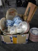 A mixed lot of assorted ceramics & white glass plates, COLLECT ONLY.