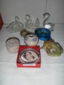 A mixed lot of glass including paperweights.